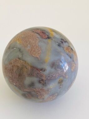 Polished Ocean Jasper Decorative Sphere in Gray and Brown